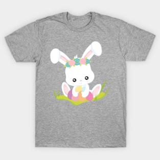 Easter, Easter Eggs, Cute Bunny, White Bunny T-Shirt